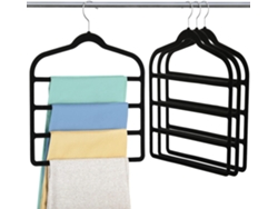 Perchas de terciopelo para pantalones, ahorradoras de espacio, paquete de 4, organizador de armario (negro)