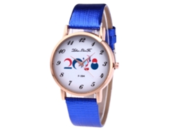 Reloj De Pulsera De Cuarzo Para Mujer Con Correa De Piel Sintética, Estilo Sencillo, Azul.
