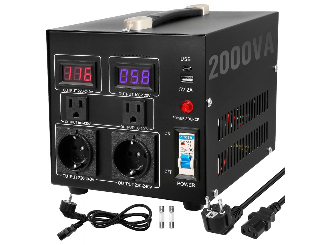 Transformador de Voltaje de 2000w con Entradas 110v/220v y Salidas Universales Tekmaquinas