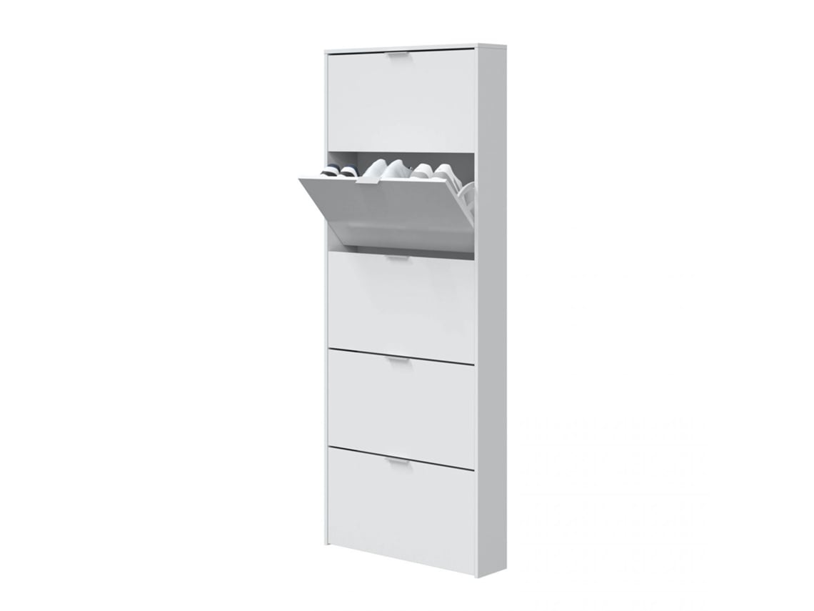 Zapatero Moderno de 5 puertas Blanco Brillo 70cm x 180 x 17cm cm