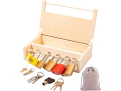 Juego de juguetes Montessori con llave y cerradura para niños de 3 años en adelante (6 piezas)