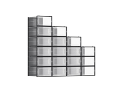 Pack De 18 Cajas De Zapatos Apilables Transparentes Y Ventiladas 33,3x23x14 Cm - Negro