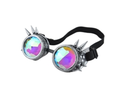 Gafas protectoras para mujer con lentes de cristal arcoíris estilo steampunk, con efecto prisma y caleidoscopio.