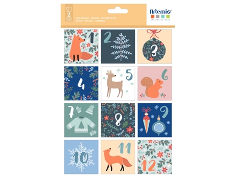 Pegatinas cuadradas para el calendario de adviento - Animales