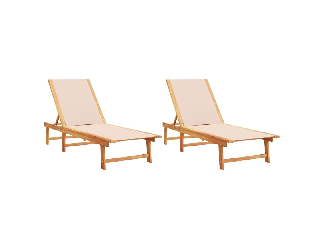 Maison Exclusive - Tumbonas 2 Unidades Madera Maciza De Acacia Y Textileno Crema