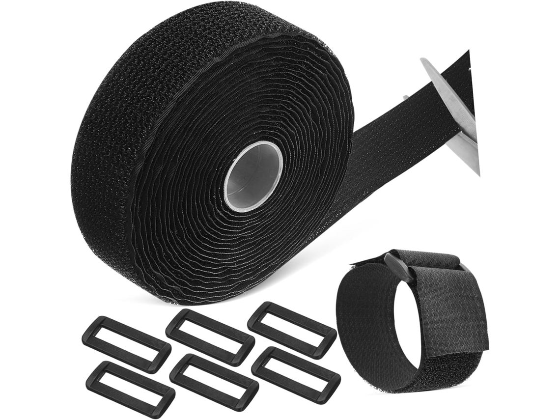 Rollo de cinta adhesiva con hebillas, organizador de cables reutilizable para oficina y hogar. Rollo de cinta adhesiva Gokoco.