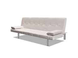 Sofá Cama Sofá Convertible Cojines Cuero Artificial Lovely Home Madera Piel Sintética Beige (168x77x61.5/64/66cm)