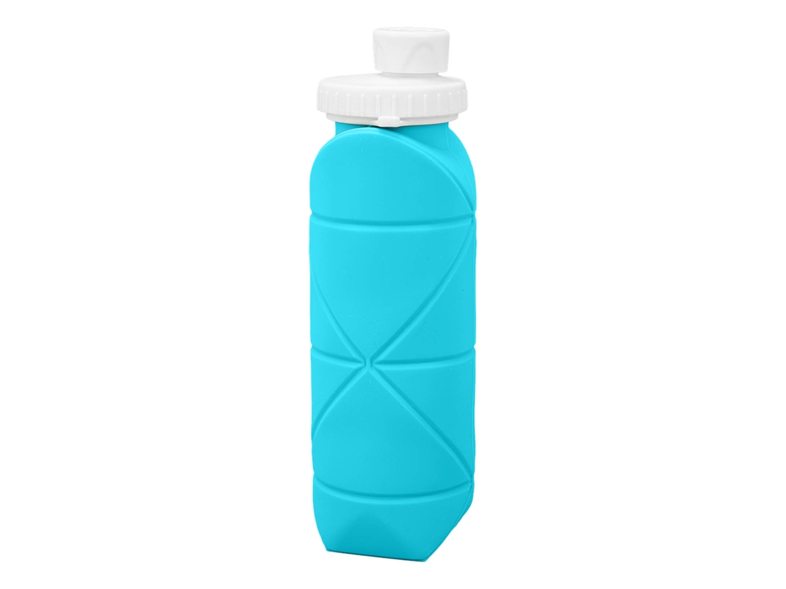 Botella De Agua Plegable De Silicona De 600 Ml, Acero Inoxidable, Ligera, Ideal Para Viajes, Gimnasio, Camping Y Deportes, Color Verde Azulado.