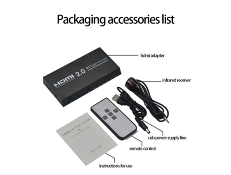 Adaptador Hdmi Manual Convertidor Entradas Salida Sincronización Audio Negro