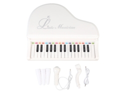 Ats-juguete Piano Musical 31 Teclas Con Control De Volumen, Micrófono Y Mp3 Para Principiantes Blanco