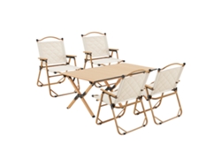 Mesa portátil con 4 sillas plegables camping Botrugno aluminio tela - Beige casa.pro