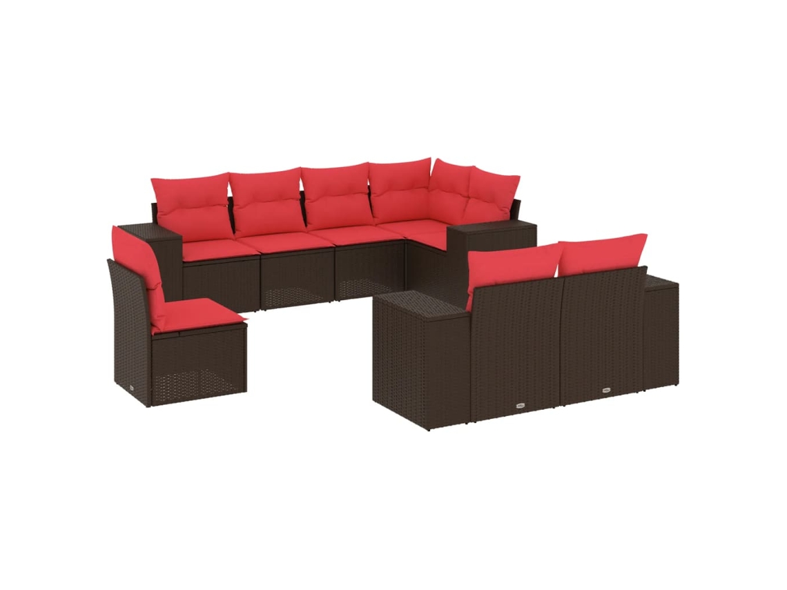 Maison Exclusive - Conjunto De Sofá De Jardín De 8 Piezas Con Cojines, De Poliratán Marrón