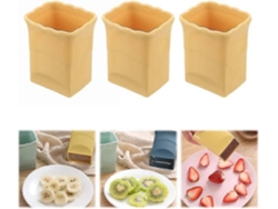 Juego de 3 cortadores de acero inoxidable para frutas, huevos y fresas, ideales para preparar rápidamente ensaladas de frutas y verduras.
