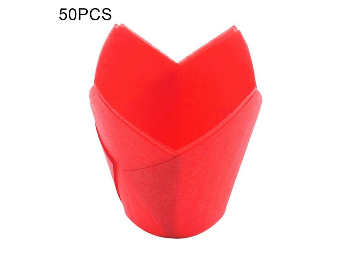 2026-farfi 50 Piezas Moldes De Papel Para Cupcakes Tulipán Resistente Al Aceite Y Altas Temperaturas Herramienta Para Hornear