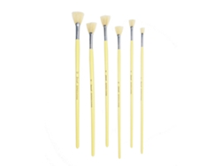 (amarillo) Juego De Pinceles Para Pintura Al Óleo, 6 Pinceles/juego, Cerdas En Forma De Abanico, Adecuados Para Pinturas Gouache Y Acrílicas.