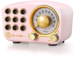 Altavoz Bluetooth retro, radio FM clásica de estilo antiguo, refuerzo de graves, conexión Bluetooth 4.3, color rosa Yizhood