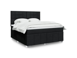 Cama Box Spring Con Colchón Tela Negro 180x200 Cm