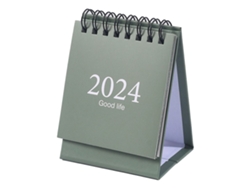 Mini Calendario De Escritorio De Doble Espiral 2024 Para El Hogar Y La Oficina, 105 X 75 Mm, Verde Claro