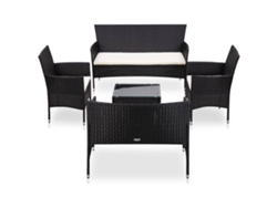 Conjunto de jardín de 5 piezas DKD Home Decor con cojines de mimbre negros