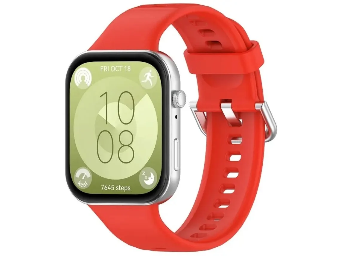 Bracelete Silicone Liquido Fecho Metal para Huawei Watch Fit 3 Vermelho 