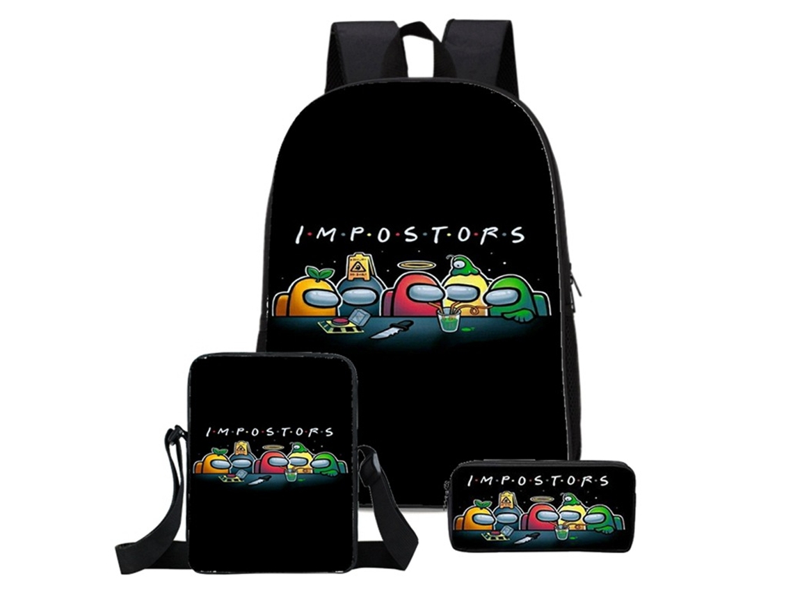 Mochila Among Us de 3 piezas para niños y niñas con espacio para computadora, almuerzo y útiles escolares Neveance