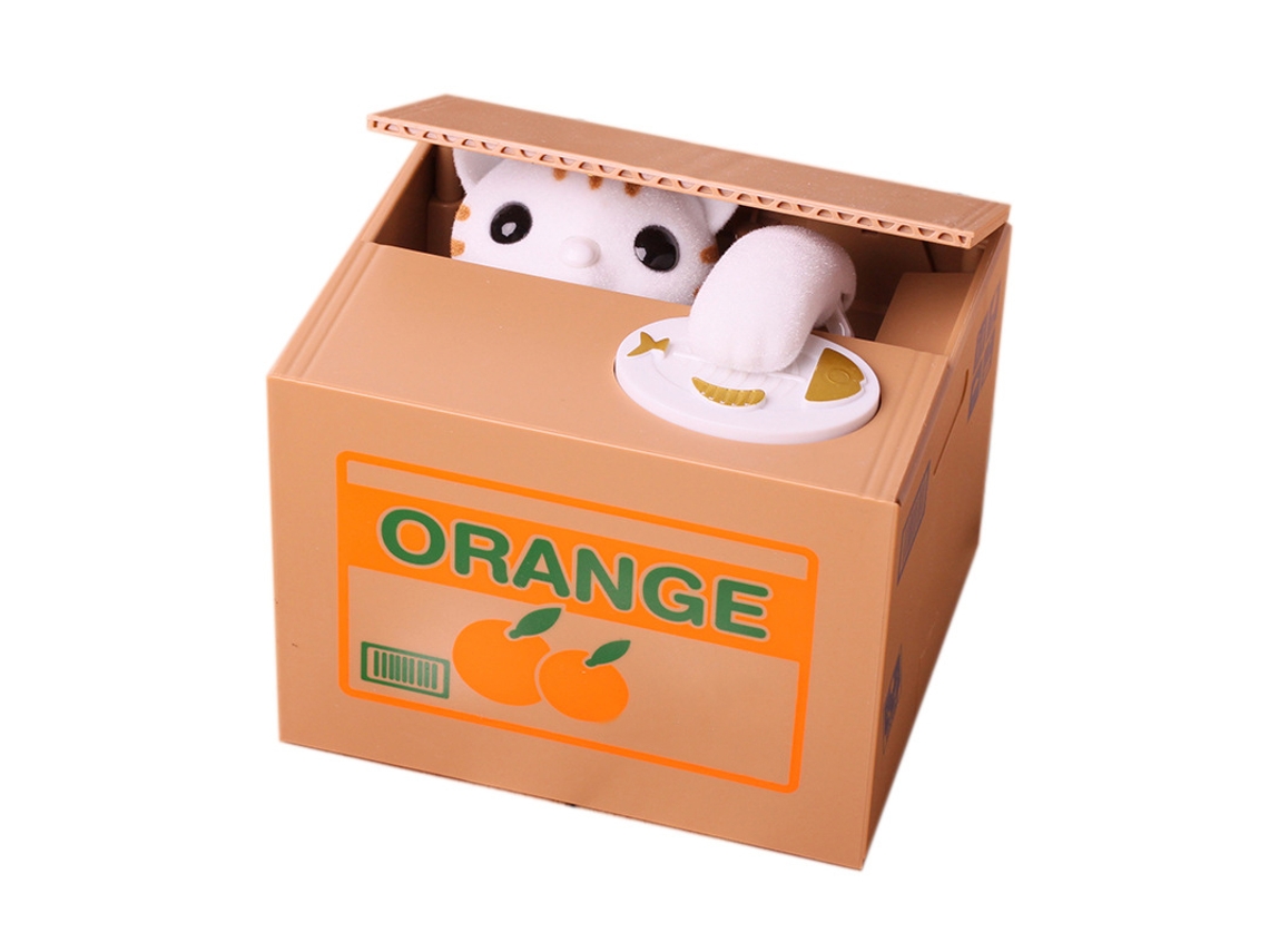Rebe-banco De Moedas De Estilo De Gato Branco Em Abs 12x10x9cm, Brinquedo Decorativo Com Baterias Para Aniversário E Decoração