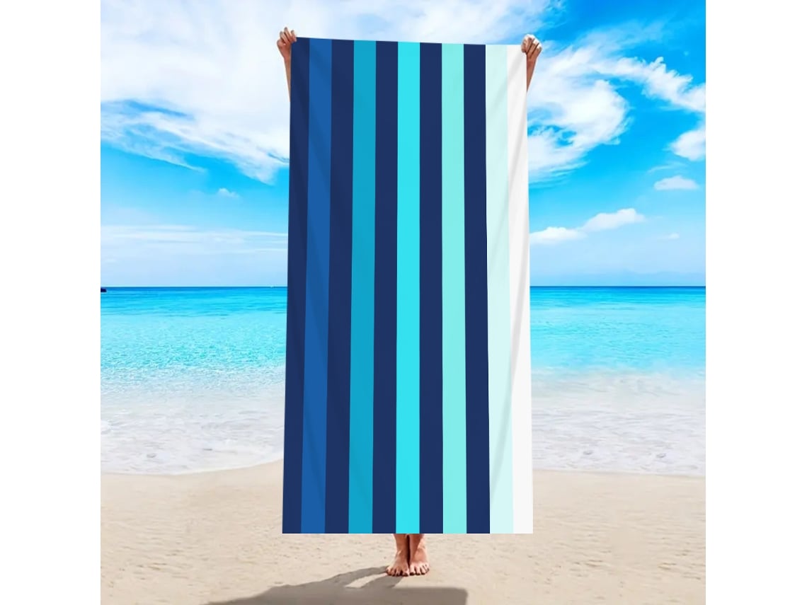 Toalla de playa de microfibra a rayas Yuysan, de alta absorción y secado rápido, 180 x 90 cm, modelo St190, color azul degradado.