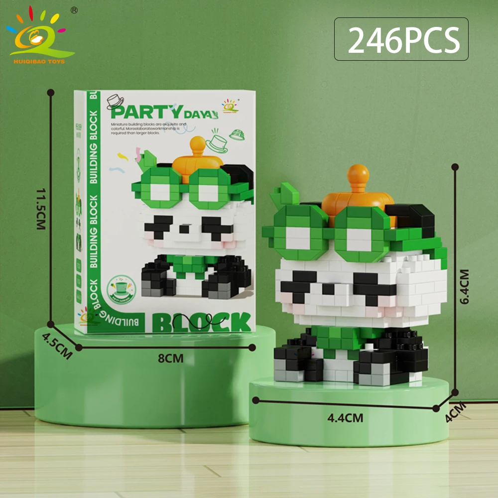 Miniatura de panda adorable en bloques de construcción, modelo de diamante 3D, juguete para armar