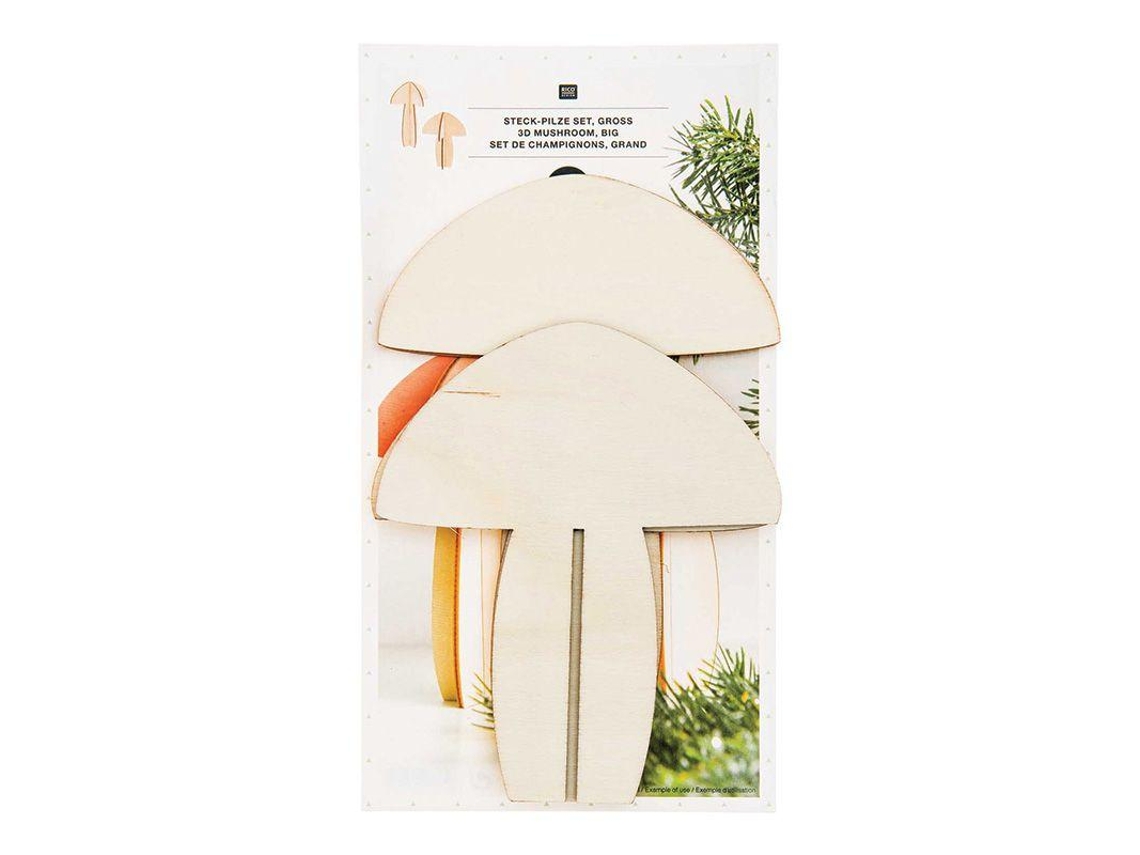Decoración navideña de madera - 2 setas en relieve