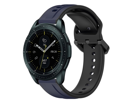 Correa de reloj inteligente para Samsung Galaxy Watch 42 mm 20 mm Bucle convexo de silicona de dos colores (azul medianoche + negro)