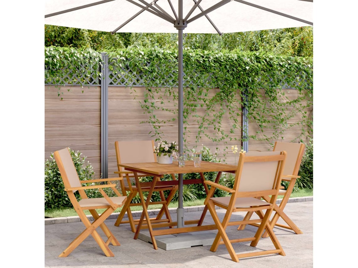 Juego de comedor de jardín de 5 piezas en madera marrón/gris de DKD Home Decor