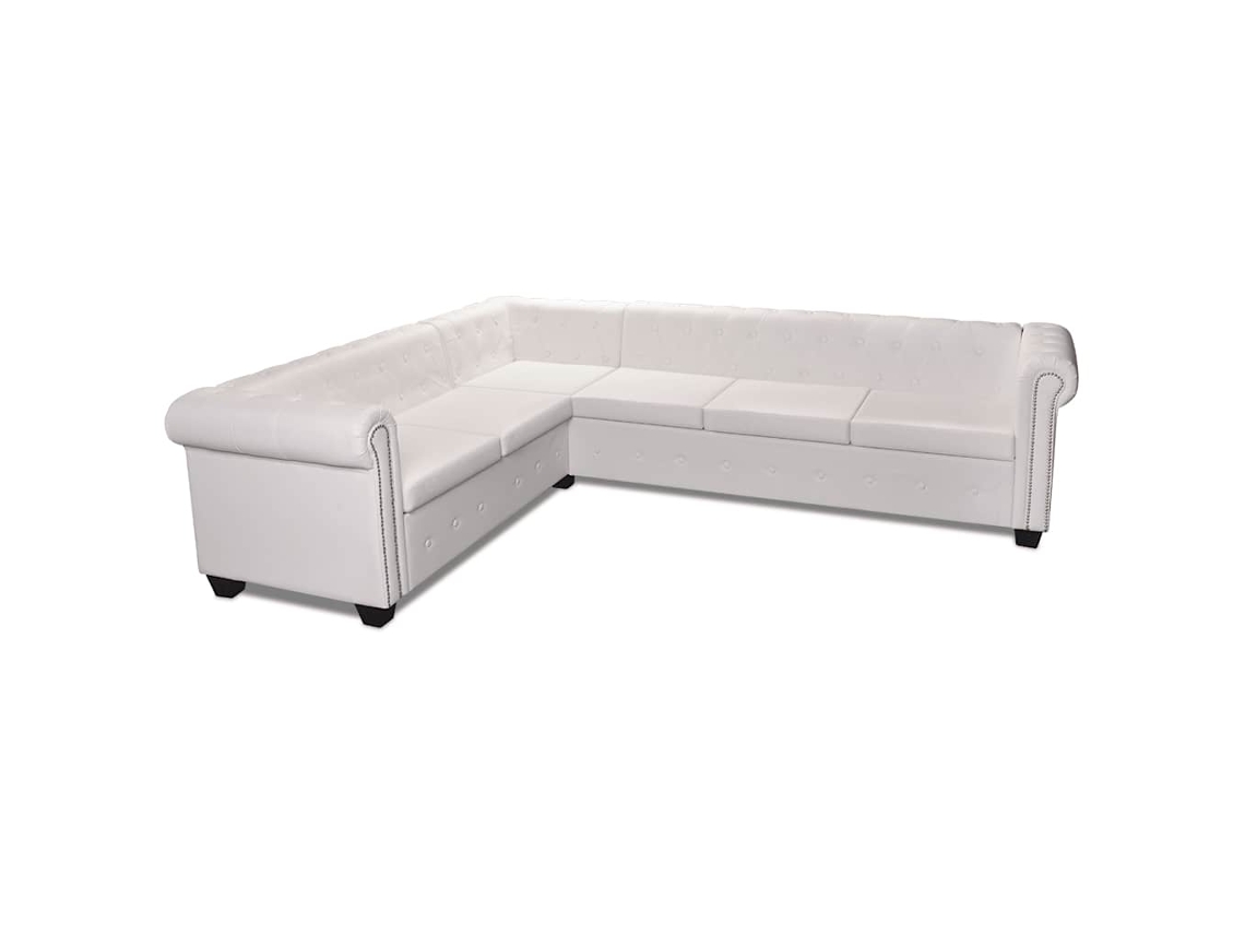 Maison Exclusive - Sofá De Esquina Chesterfield 6 Plazas Cuero Artificial Blanco