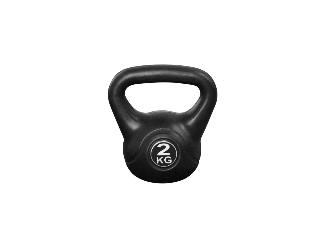 Kettlebell 2 kg - Plástico - para uso interior y exterior - Negro