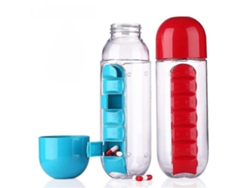 Botella de agua semanal con organizador de pastillas, organizador de pastillas pequeño con botella de agua, pastillero NS2