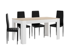 Mesa Extensible de Comedor o Cocina Blanco y Cambria 4 Sillas en Polipiel/metal Negro SALDOSYSTOCKS