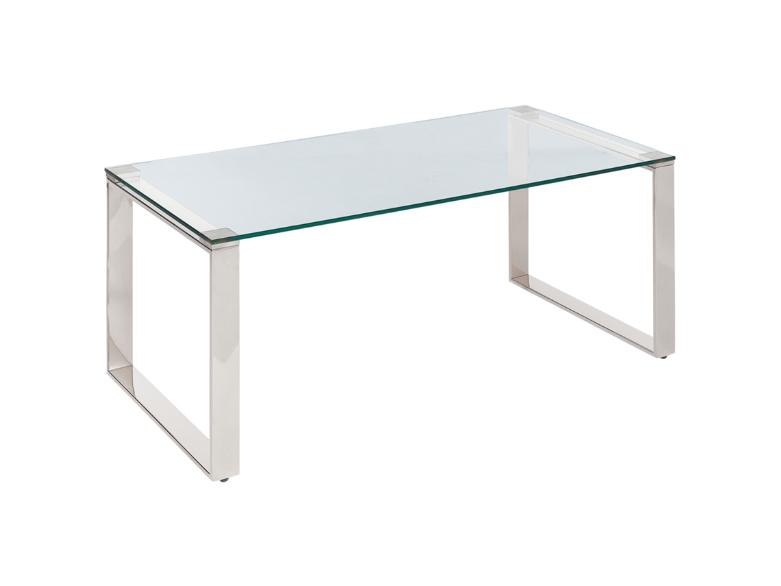 Mesa auxiliar BELIANI Tilon de Vidrio templado Plateado 100x50x40