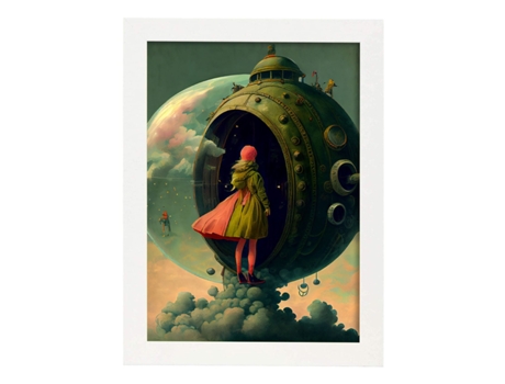 NACNIC Poster Portal Seguro En Estilo Surrealismo Cinematográfico Ilustraciones y Grabados de Historieta Abstracta y Artística A4 Marcos Blancos