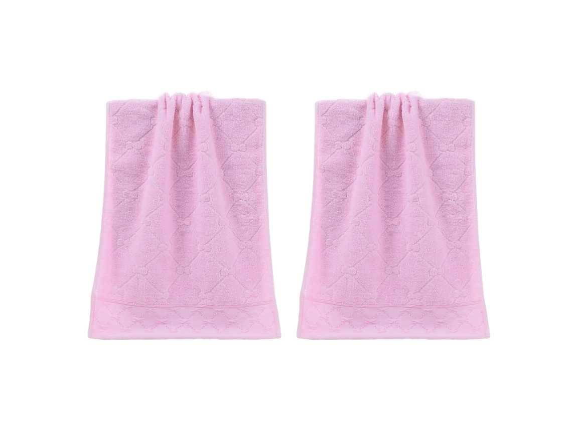 Juego de Toallas Kofihety Mano Estampados Decorativos Algodón Rosa - 2pcs (34x20x5cm)