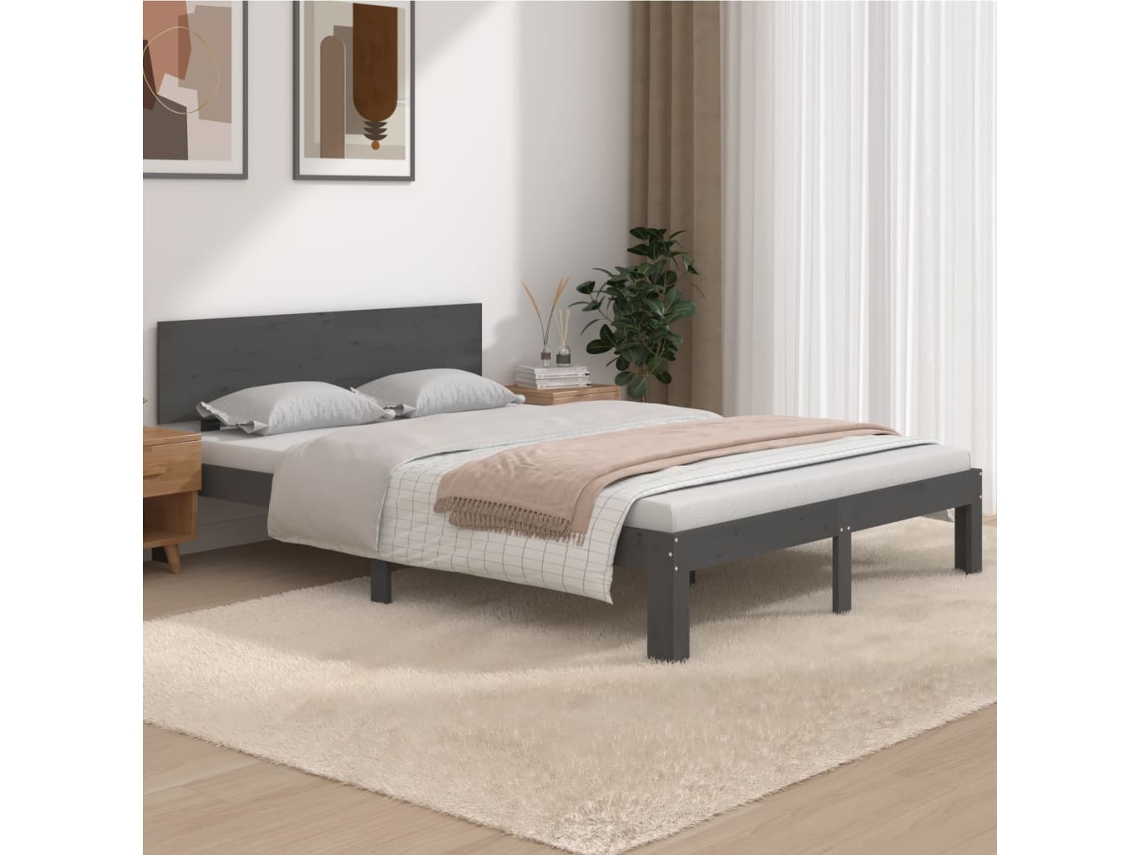 Maison Exclusive Estructura de cama de madera maciza blanca 135x190 cm