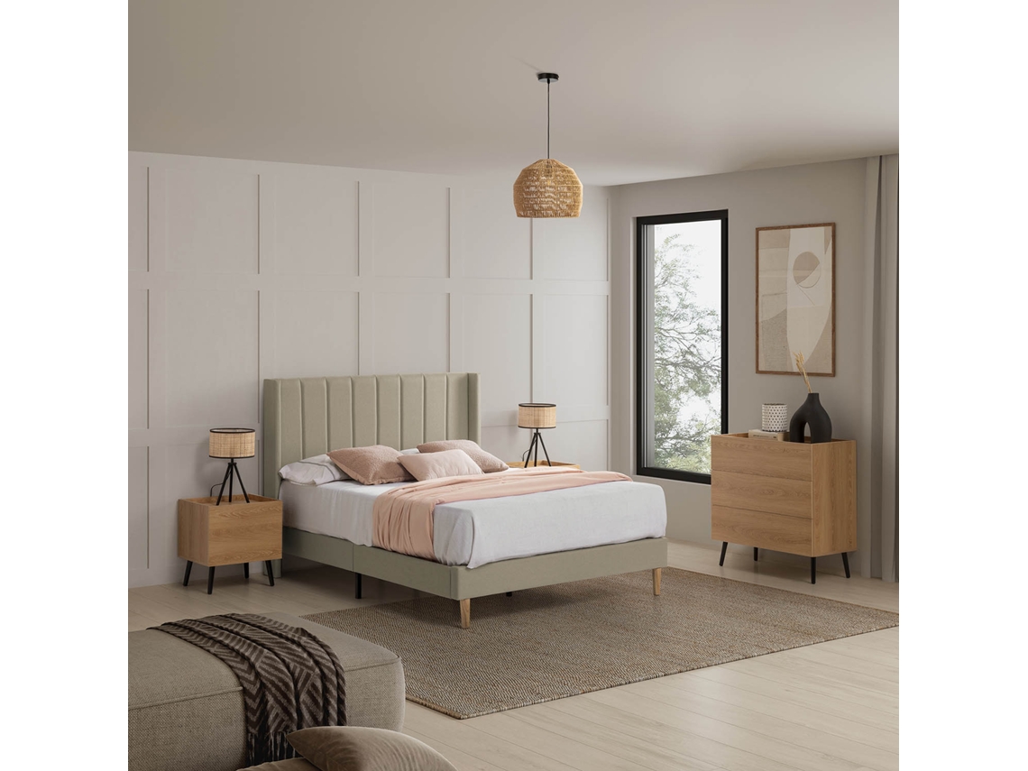 Cama Estructura Tapizada Noelia VS VENTASTOCK Beige (193x158x115cm)