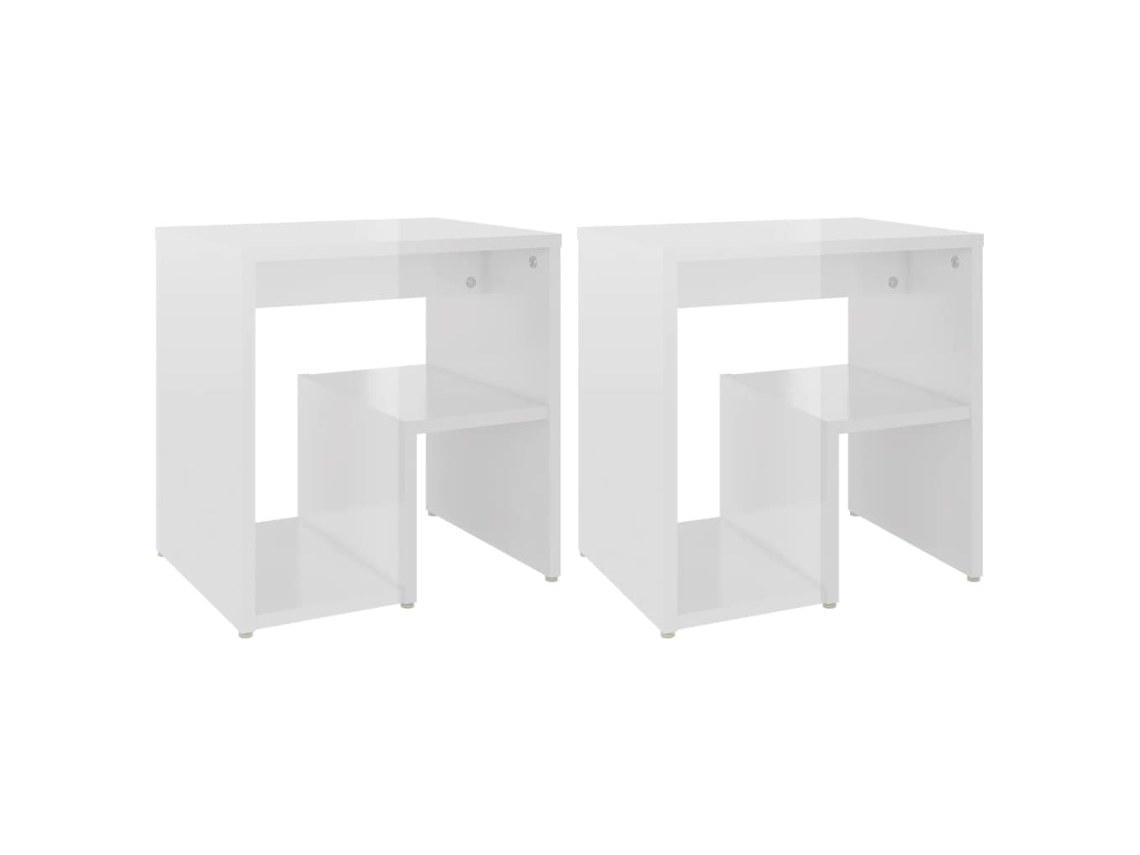 Juego de 2 mesitas de noche MAISON EXCLUSIVE en derivados de madera blanco brillante