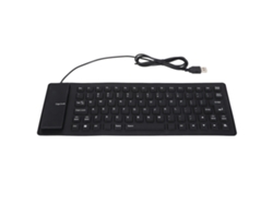 Teclado Baoj-2026 de silicone com fio USB, selado, leve, portátil, silencioso, macio e confortável, com 85 teclas para PC, preto.