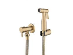 Kit Grifo Bidé Baño Oro Cepillado Con Rociador De Ducha, Válvula De Cierre Y Accesorios De Acero Inoxidable