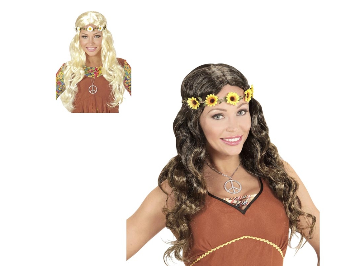 Peluca Hippie o Medieval con cinta en varios colores adulto