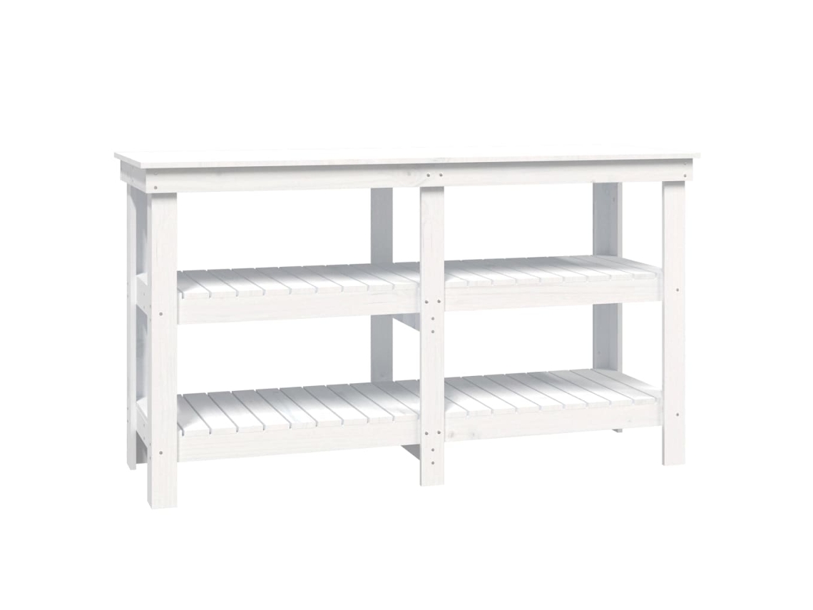 Maison Exclusive - Banco De Trabajo De Madera Maciza De Pino Blanco 142,5x50x80 Cm