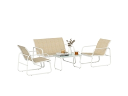 Conjunto Jardín Exterior 4 Piezas, Sofás, Mesa Madera, 112x73x74cm