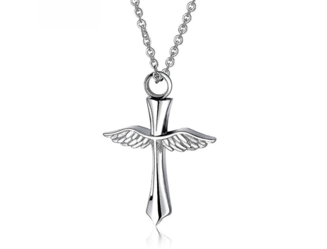Collar de mujeres Cross Cross Male Angel Wings Pet Urn Titanium Steel Pending for Party
