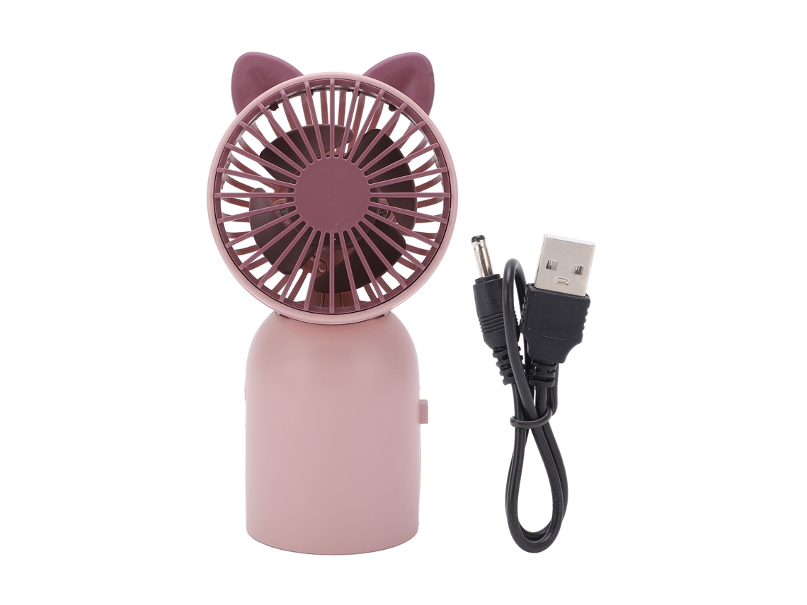 Ventilador portátil con forma de gato, recargable por USB, con un solo botón.