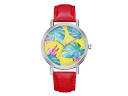 Reloj De Cuarzo Analógico Casual Simple De Mujer Con Correa Pu Regalo Rojo