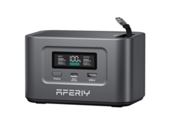 Estación de energía portátil Aferiy de 100 W y 99,2 Wh, batería de fosfato de hierro y litio, 3000 ciclos de carga, cable retráctil, puerto USB-C.